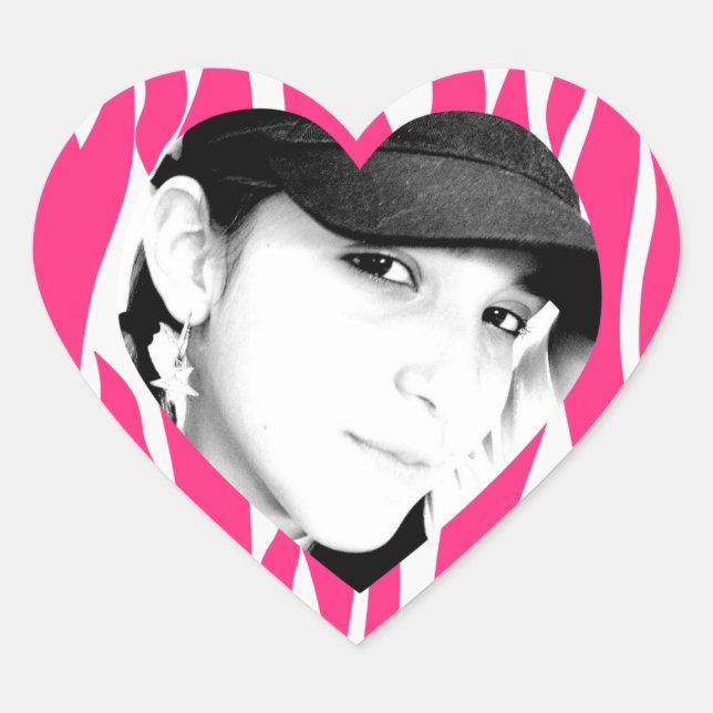 Zebra Striped Pink Personalized Photo Stickers (Front)
