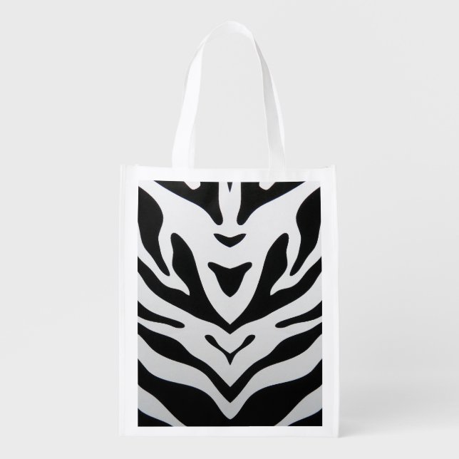 ZEBRA STRIPES ABSTRACT GROCERY BAG (Front)