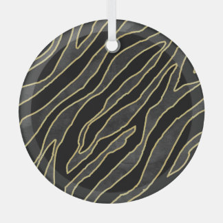 Zebra Stripes: Abstract Monochrome Seamless. Glass Ornament