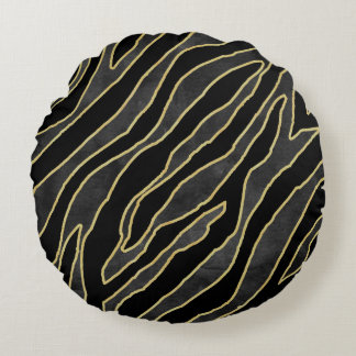 Zebra Stripes: Abstract Monochrome Seamless. Round Pillow