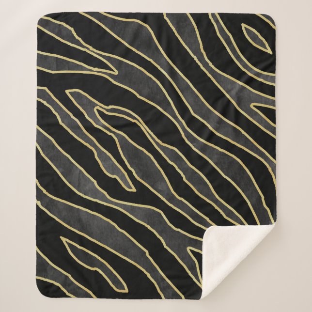 Zebra Stripes: Abstract Monochrome Seamless. Sherpa Blanket (Front)