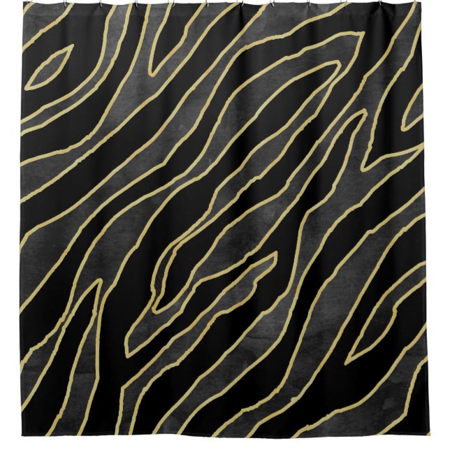 Zebra Stripes: Abstract Monochrome Seamless. Shower Curtain (Front)
