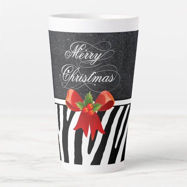Zebra Stripes and Glitter Latte Mug (Front)