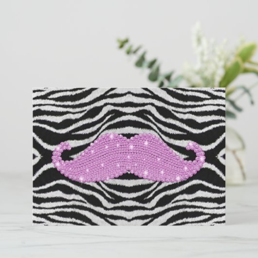 Zebra Stripes And Pink Bling Mustache (Standing Front)