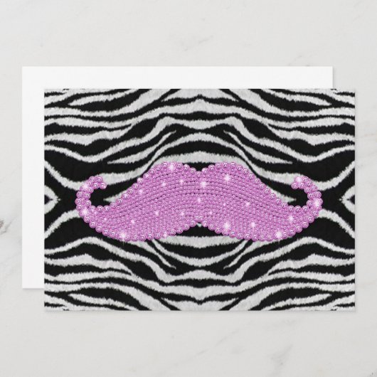 Zebra Stripes And Pink Bling Mustache (Front/Back)