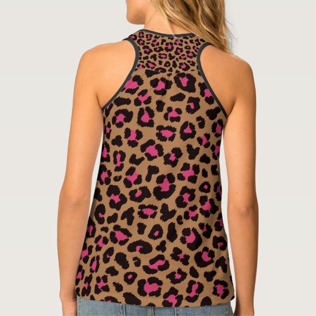 Zebra Stripes and Pink Leopard Pattern  Tank Top (Back)