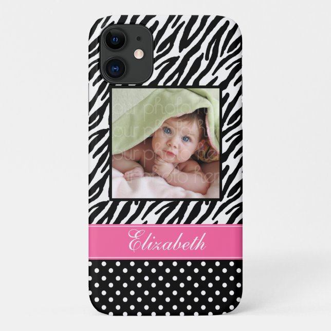 Zebra Stripes and Polka Dots Custom Photo Case-Mate iPhone Case (Back)