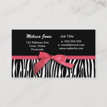 Zebra Stripes And Red Ribbon Graphic Business Card by inspirationzstore at Zazzle