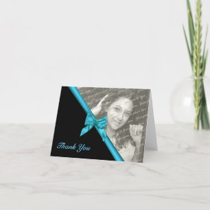 Zebra Stripes and Ribbon Thank You Note with Photo