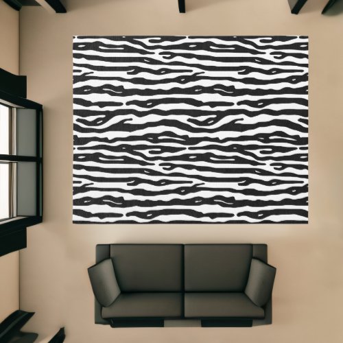 Zebra Stripes Animal Print Black and White Modern Rug