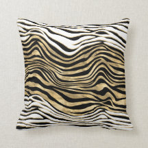 Zebra stripes animal print black white gold chic