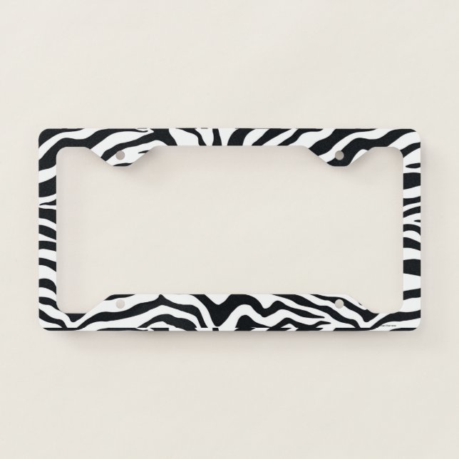 Zebra Stripes Animal Print License Plate Frame (Front)