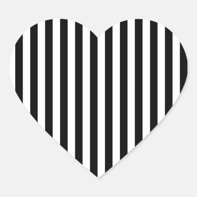 Zebra Stripes Any Color Black White Heart Sticker (Front)