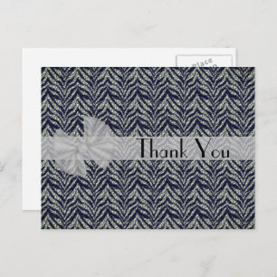 Zebra Stripes Black And Silver Thank You Postcard