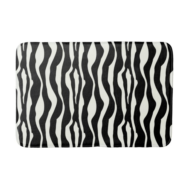 Zebra stripes - Black and White Bathroom Mat (Front)
