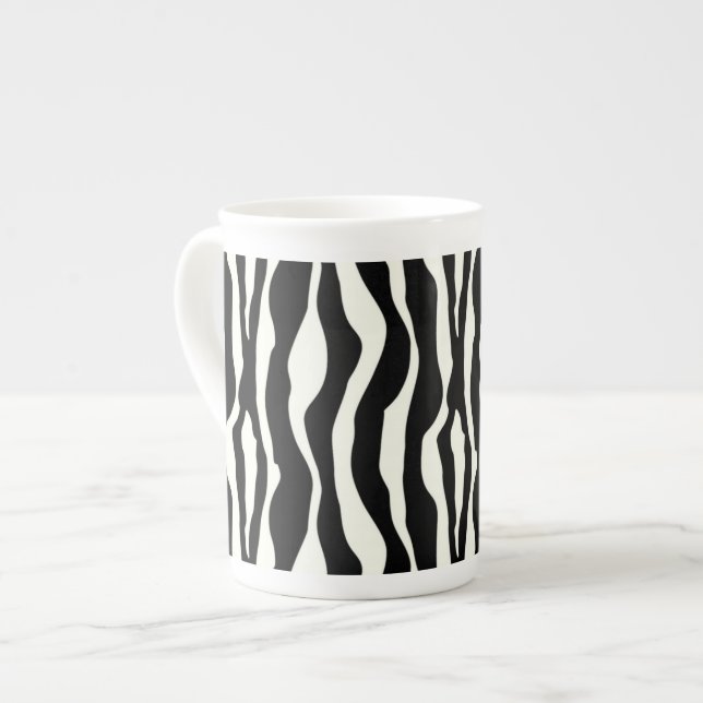 Zebra stripes - Black and White Bone China Mug (Front Left)