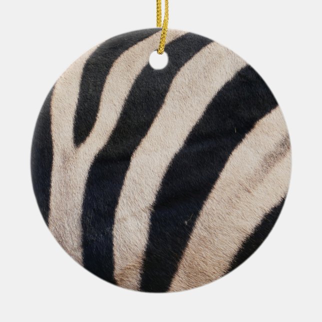 Zebra Stripes Black and White Ceramic Ornament (Front)