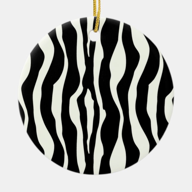 Zebra stripes - Black and White Ceramic Ornament (Front)