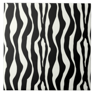 Zebra stripes - Black and White Ceramic Tile