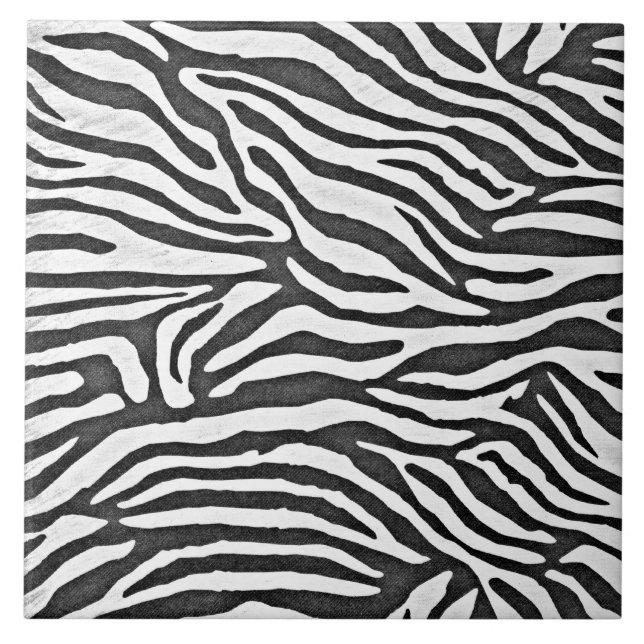 Zebra stripes black and white ceramic tile (Front)