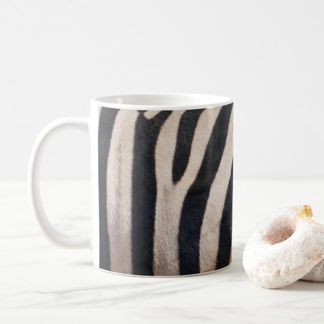 Zebra Stripes Black and White Coffee Mug (With Donut)
