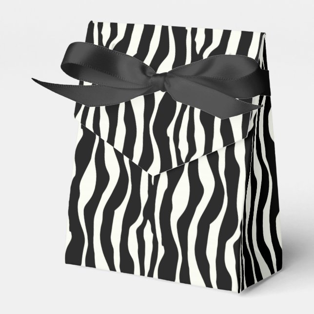 Zebra stripes - Black and White Favor Boxes (Front Side)