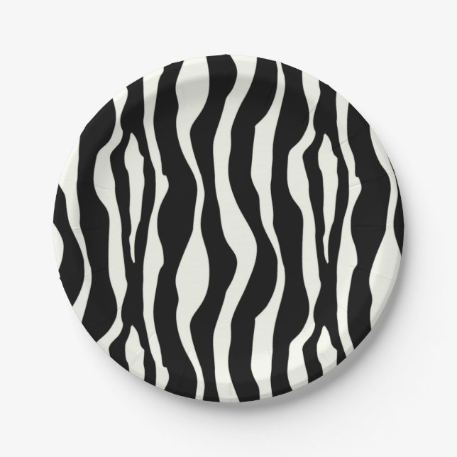 Zebra stripes - Black and White Paper Plates (Front)