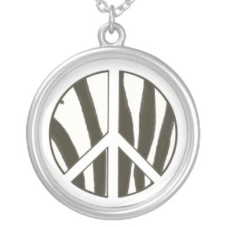 Zebra stripes, black and white Peace necklace