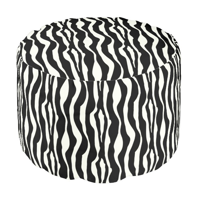 Zebra stripes - Black and White Pouf (Angled Front)