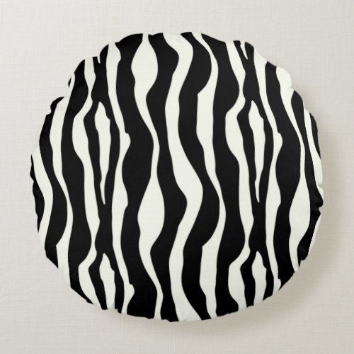 Zebra stripes _ Black and White Round Pillow