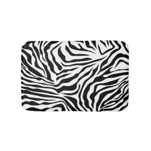Zebra Stripes Black And White Wild Animal Print Bath Mat