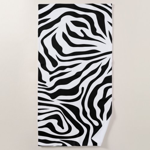 Zebra Stripes Black And White Wild Animal Print Beach Towel