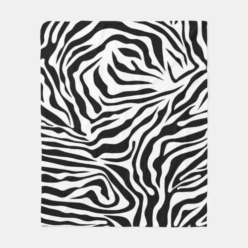 Zebra Stripes Black And White Wild Animal Print Fleece Blanket