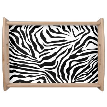 Zebra Stripes Black And White Wild Animal Print Serving Tray by dailyreginadesigns at Zazzle