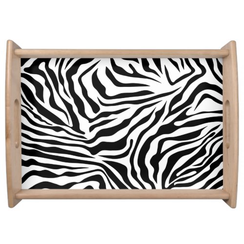 Zebra Stripes Black And White Wild Animal Print Serving Tray