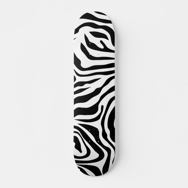 Zebra Stripes Black And White Wild Animal Print Skateboard (Front)