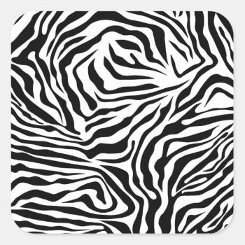 Zebra Stripes Black And White Wild Animal Print Square Sticker by dailyreginadesigns at Zazzle