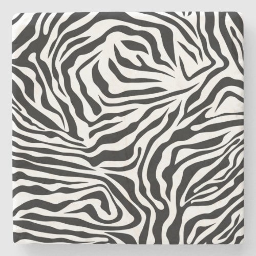 Zebra Stripes Black And White Wild Animal Print Stone Coaster