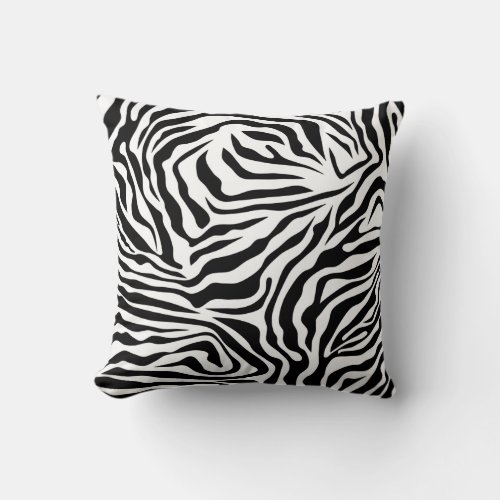 Zebra Stripes Black And White Wild Animal Print Throw Pillow
