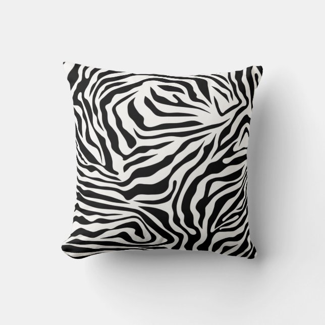 Zebra Stripes Black And White Wild Animal Print Throw Pillow (Front)