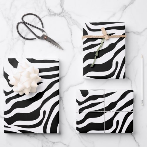 Zebra Stripes Black And White Wild Animal Print Wrapping Paper Sheets