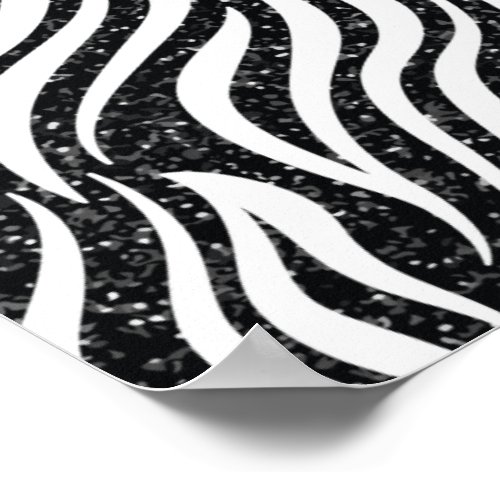 Zebra Stripes Black Glitter Wild Animals Print