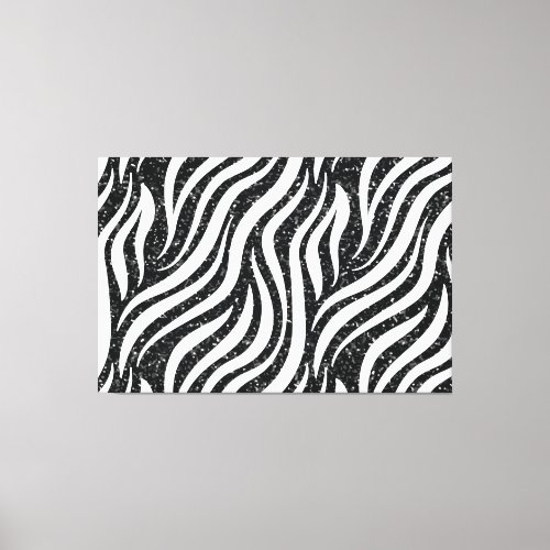 Zebra Stripes Black Glitter Wild Animals Print