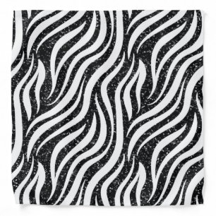 Zebra Stripes Black Glitter Wild Animals Print Bandana