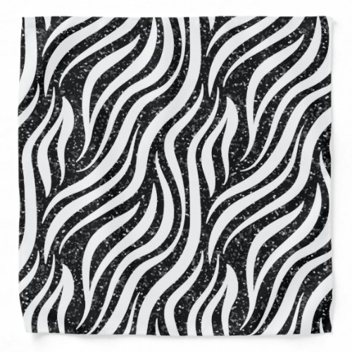 Zebra Stripes Black Glitter Wild Animals Print Bandana