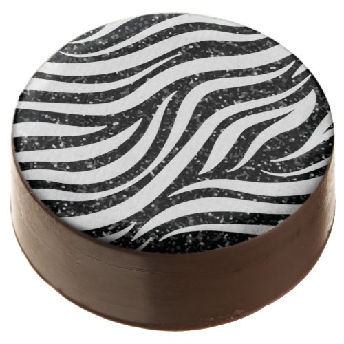 Zebra Stripes Black Glitter Wild Animals Print Chocolate Covered Oreo