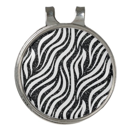 Zebra Stripes Black Glitter Wild Animals Print Golf Hat Clip