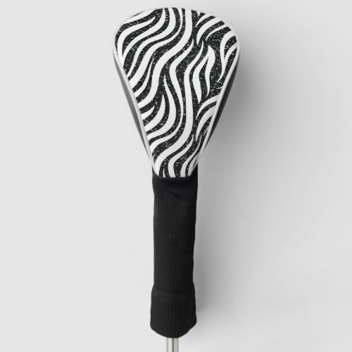 Zebra Stripes Black Glitter Wild Animals Print Golf Head Cover