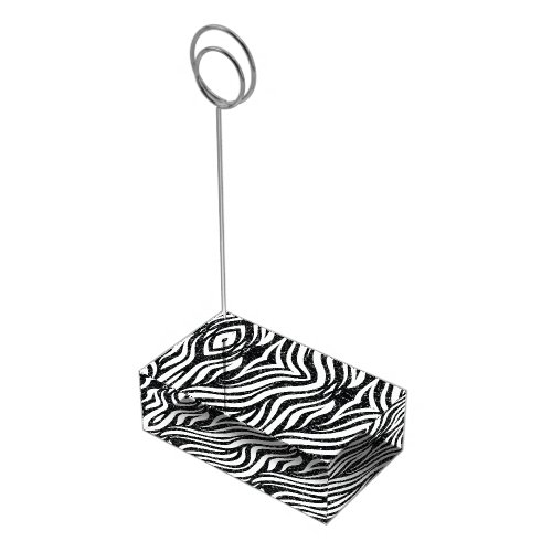 Zebra Stripes Black Glitter Wild Animals Print Place Card Holder