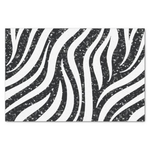 Zebra Stripes Black Glitter Wild Animals Print Tissue Paper